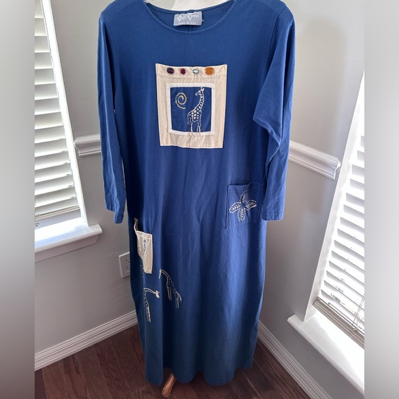 Cover Charge Long Cotton Dress Hand Painted Made in the USA - Picture 1 of 9